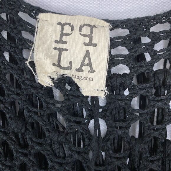 PqLA Clothing Flounder Y2K Crochet Fringe Cardigan Vest Women L Black Whimsigoth - Picture 5 of 7